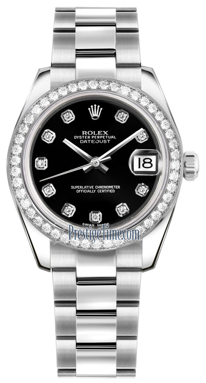 Rolex Datejust 31mm Stainless Steel 178384 Black Diamond Oyster