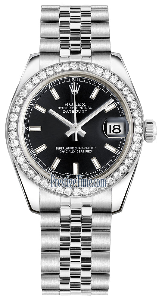 Rolex Datejust 31mm Stainless Steel 178384 Black Index Jubilee