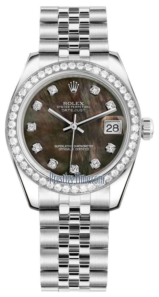 Rolex Datejust 31mm Stainless Steel 178384 Black MOP Diamond Jubilee