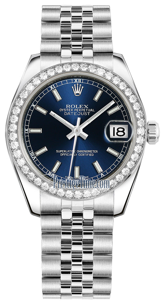 Rolex Datejust 31mm Stainless Steel 178384 Blue Index Jubilee