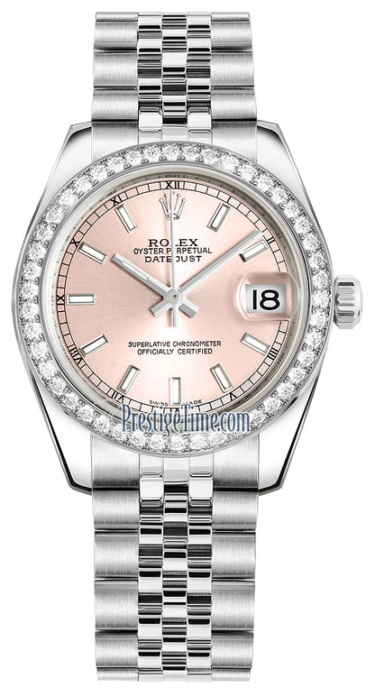 Rolex Datejust 31mm Stainless Steel 178384 Pink Index Jubilee