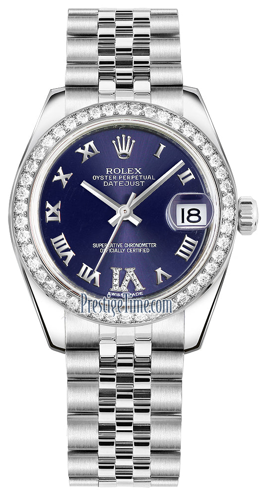 Rolex Datejust 31mm Stainless Steel 178384 Purple VI Roman Jubilee