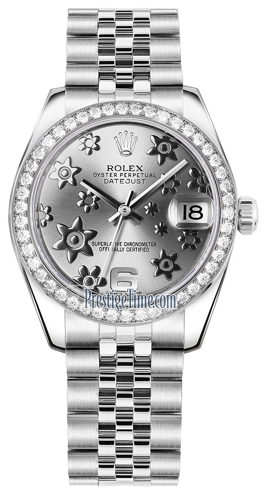 Rolex Datejust 31mm Stainless Steel 178384 Rhodium Floral Jubilee