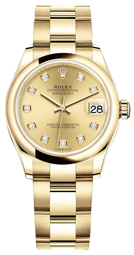 Rolex Datejust 31mm Yellow Gold 278248 Champagne Diamond Oyster