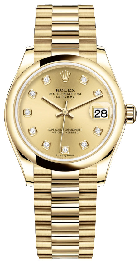 Rolex Datejust 31mm Yellow Gold 278248 Champagne Diamond President