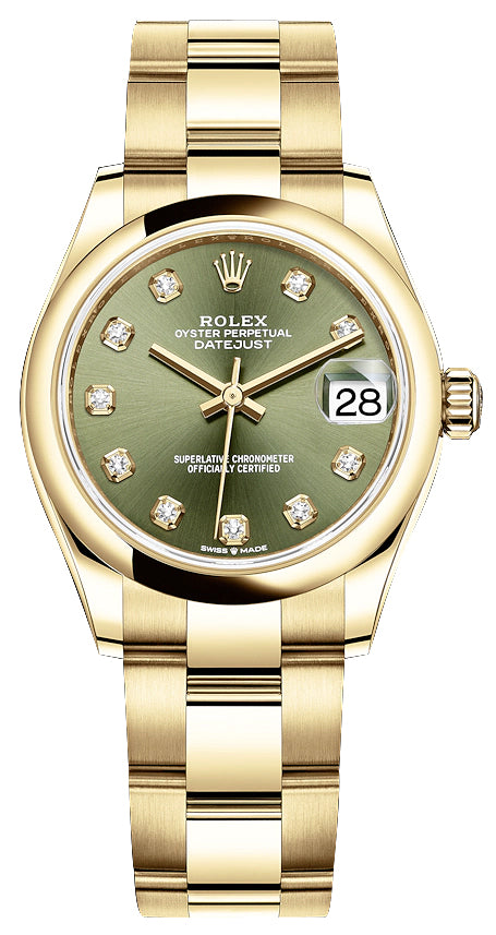 Rolex Datejust 31mm Yellow Gold 278248 Olive Green Diamond Oyster