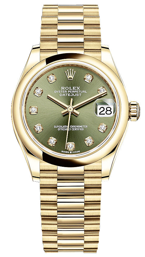 Rolex Datejust 31mm Yellow Gold 278248 Olive Green Diamond President