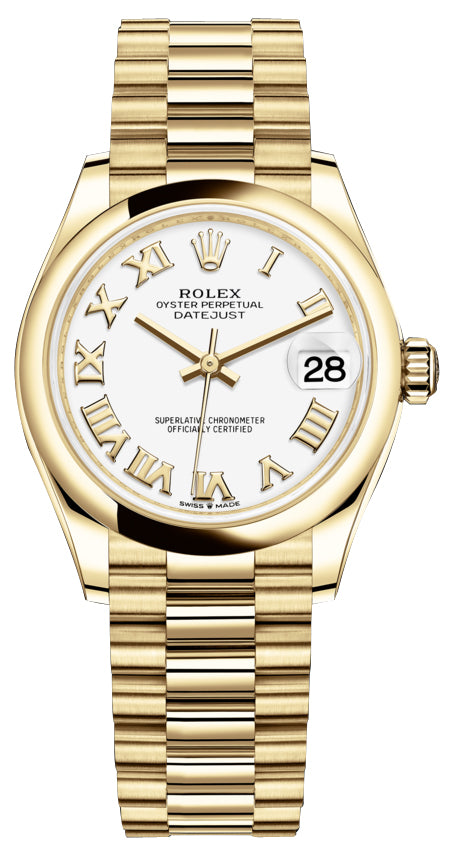 Rolex Datejust 31mm Yellow Gold 278248 White Roman President