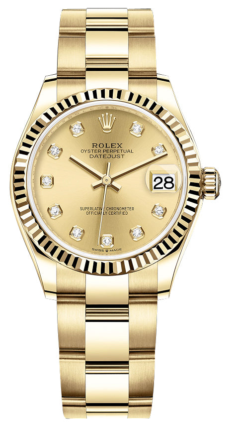 Rolex Datejust 31mm Yellow Gold 278278 Champagne Diamond Oyster