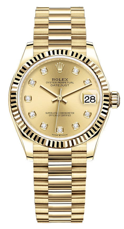 Rolex Datejust 31mm Yellow Gold 278278 Champagne Diamond President