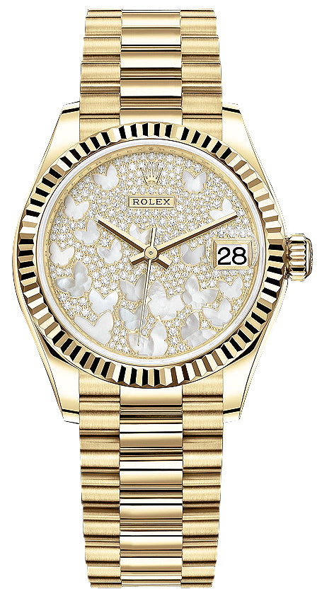 Rolex Datejust 31mm Yellow Gold 278278 Diamond Pave President