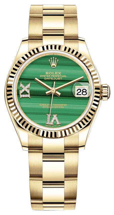 Rolex Datejust 31mm Yellow Gold 278278 Malachite Diamond Oyster