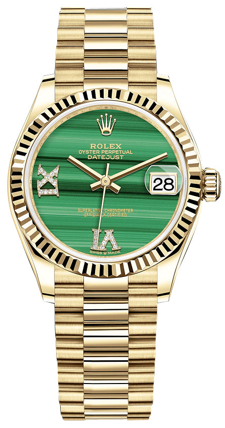 Rolex Datejust 31mm Yellow Gold 278278 Malachite Diamond President