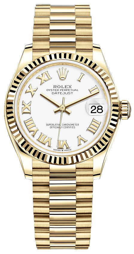 Rolex Datejust 31mm Yellow Gold 278278 White Roman President