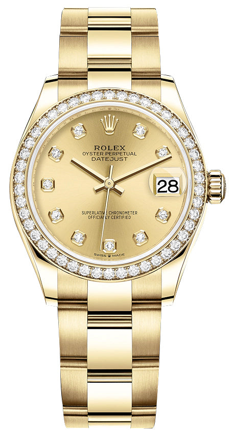 Rolex Datejust 31mm Yellow Gold 278288rbr Champagne Diamond Oyster