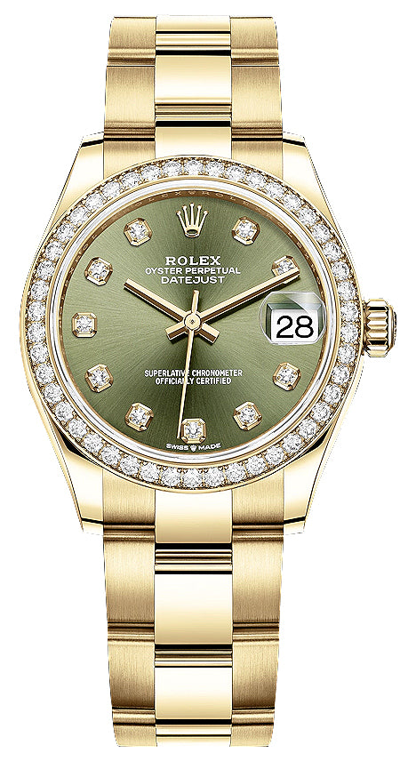 Rolex Datejust 31mm Yellow Gold 278288rbr Green Diamond Oyster