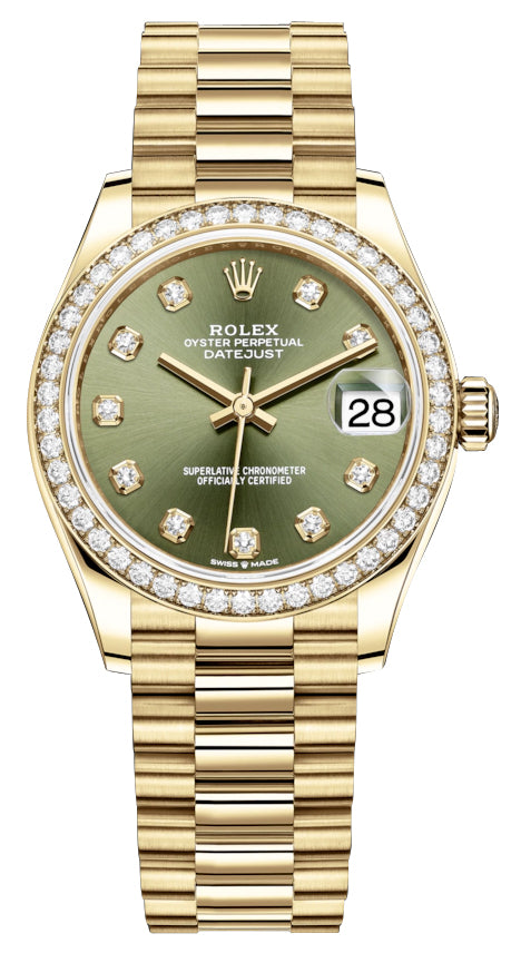 Rolex Datejust 31mm Yellow Gold 278288rbr Green Diamond President