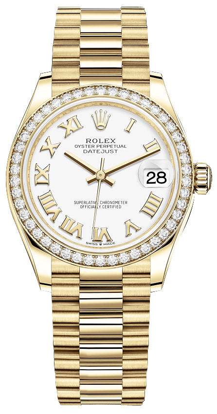 Rolex Datejust 31mm Yellow Gold 278288rbr White Roman President