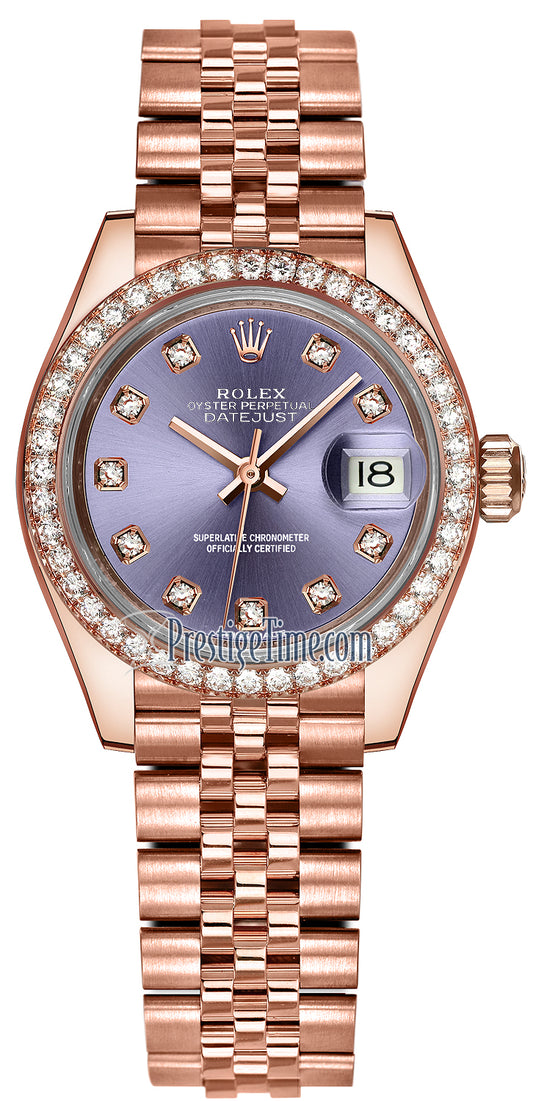 Rolex Lady Datejust 28mm Everose Gold 279135RBR Aubergine Diamond Jubilee