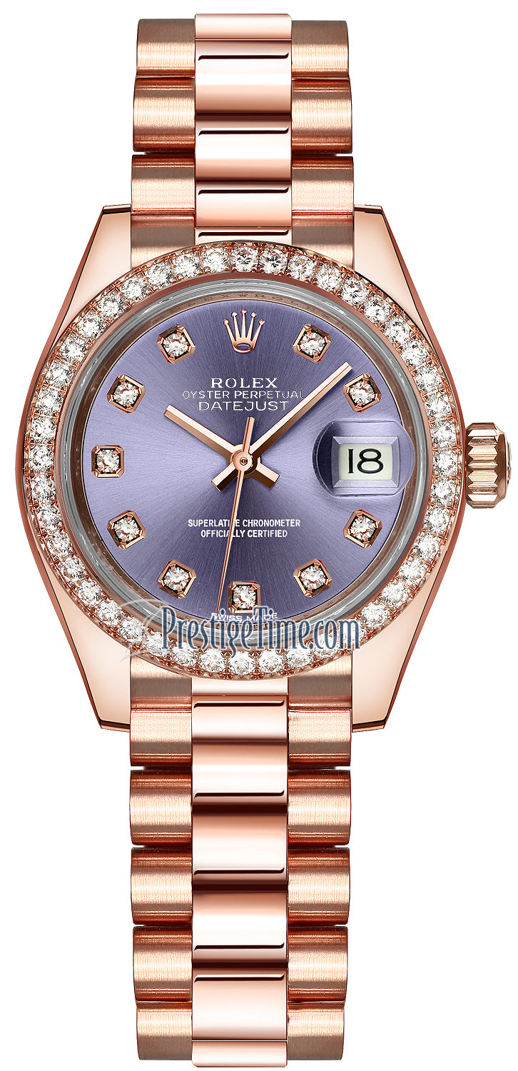 Rolex Lady Datejust 28mm Everose Gold 279135RBR Aubergine Diamond President