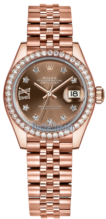 Rolex Lady Datejust 28mm Everose Gold 279135RBR Chocolate 17 Diamond Jubilee