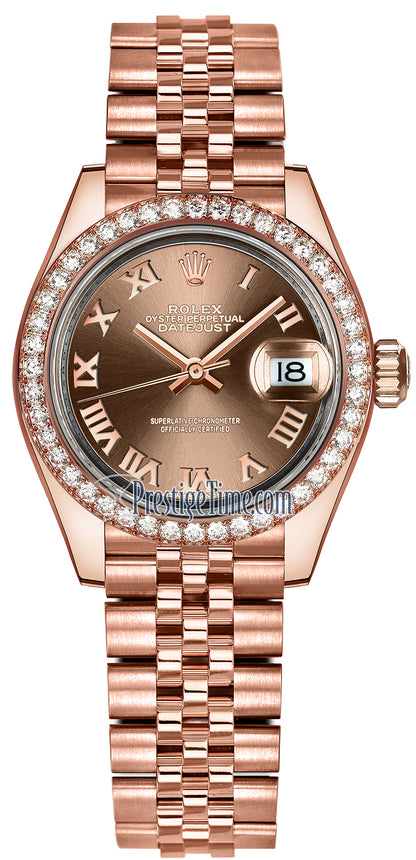 Rolex Lady Datejust 28mm Everose Gold 279135RBR Chocolate Roman Jubilee