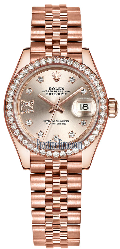 Rolex Lady Datejust 28mm Everose Gold 279135RBR Sundust 17 Diamond Jubilee