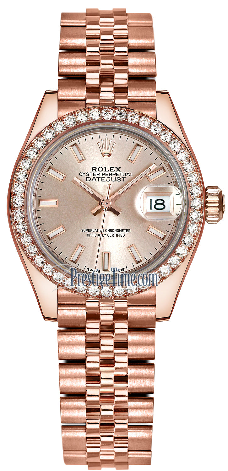 Rolex Lady Datejust 28mm Everose Gold 279135RBR Sundust Index Jubilee