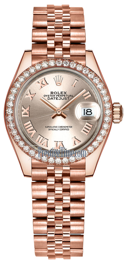 Rolex Lady Datejust 28mm Everose Gold 279135RBR Sundust Roman Jubilee