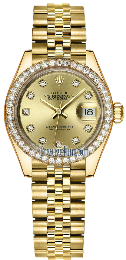 Rolex Lady Datejust 28mm Yellow Gold 279138RBR Champagne Diamond Jubilee