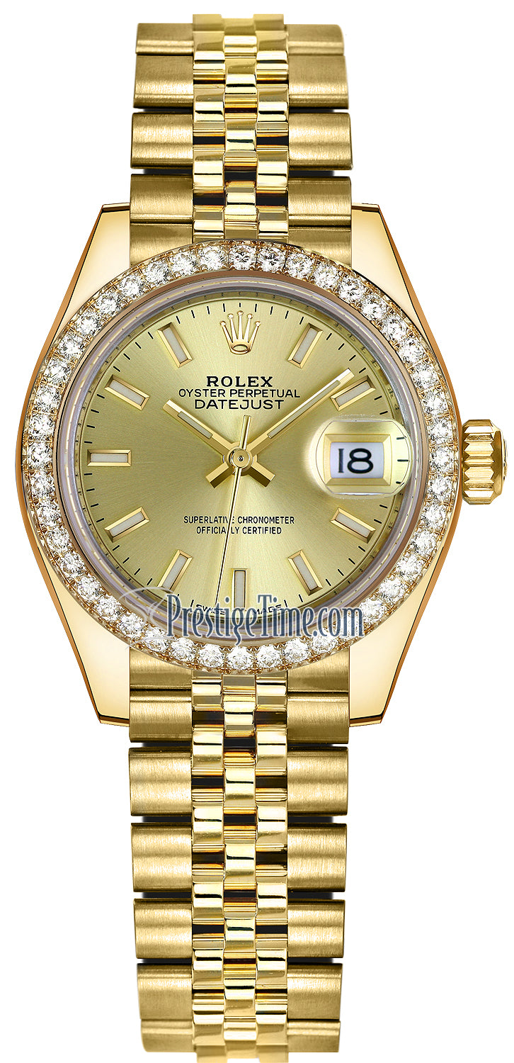 Rolex Lady Datejust 28mm Yellow Gold 279138RBR Champagne Index Jubilee