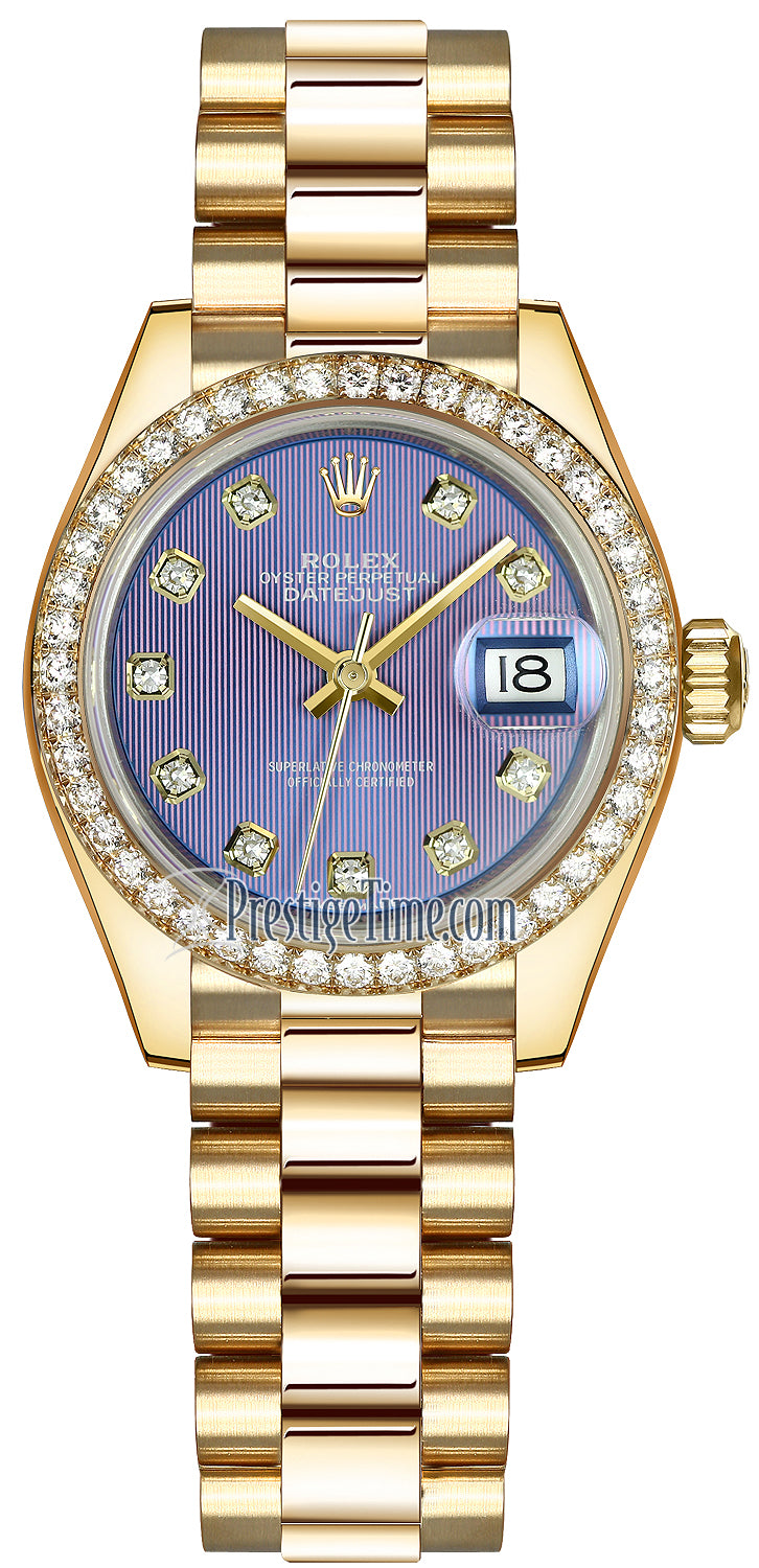 Rolex Lady Datejust 28mm Yellow Gold 279138RBR Lavender Diamond President