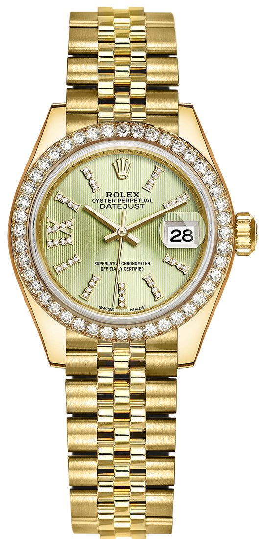 Rolex Lady Datejust 28mm Yellow Gold 279138RBR Linden Green 44 Diamond Jubilee