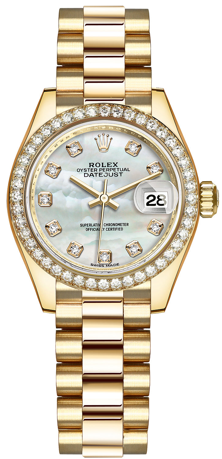 Rolex Lady Datejust 28mm Yellow Gold 279138RBR MOP Diamond President