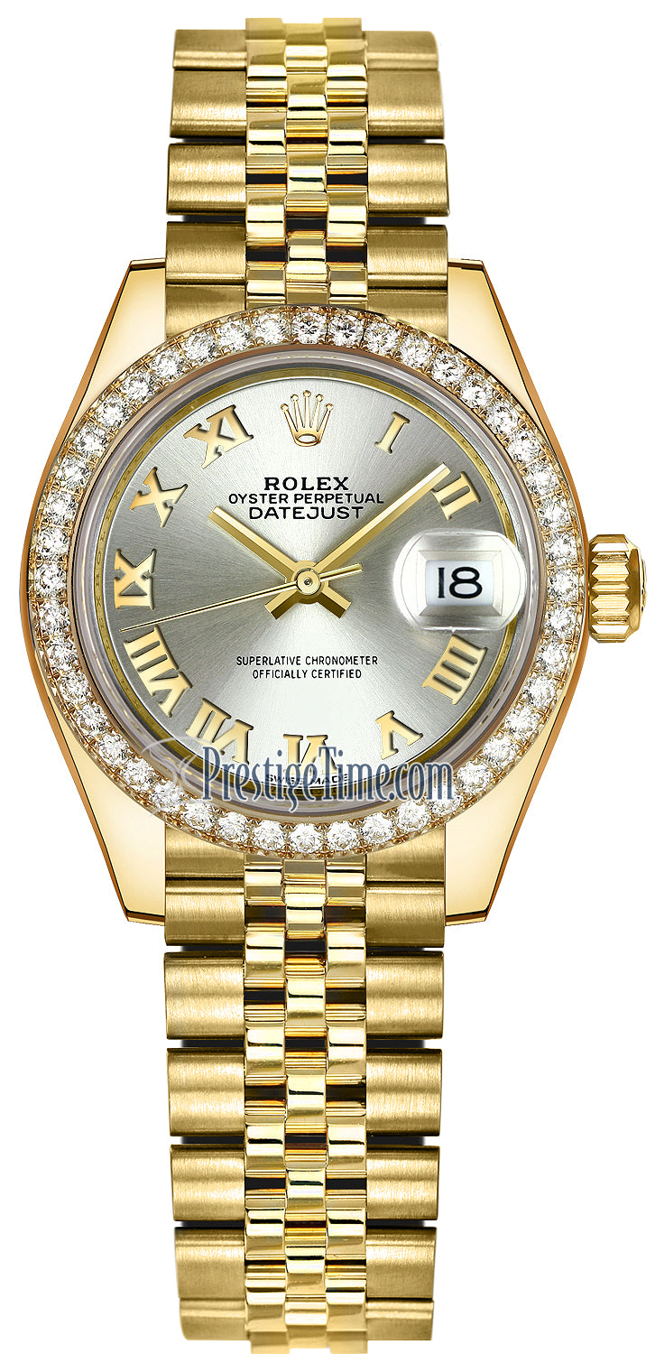 Rolex Lady Datejust 28mm Yellow Gold 279138RBR Silver Roman Jubilee