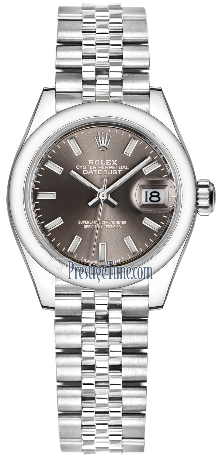 Rolex Lady Datejust 28mm Stainless Steel 279160 Dark Grey Index Jubilee