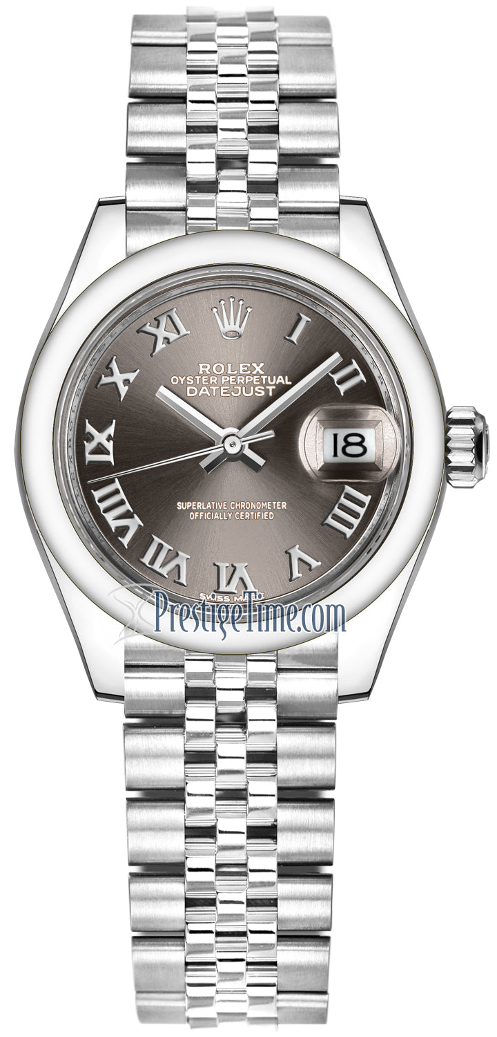 Rolex Lady Datejust 28mm Stainless Steel 279160 Dark Grey Roman Jubilee