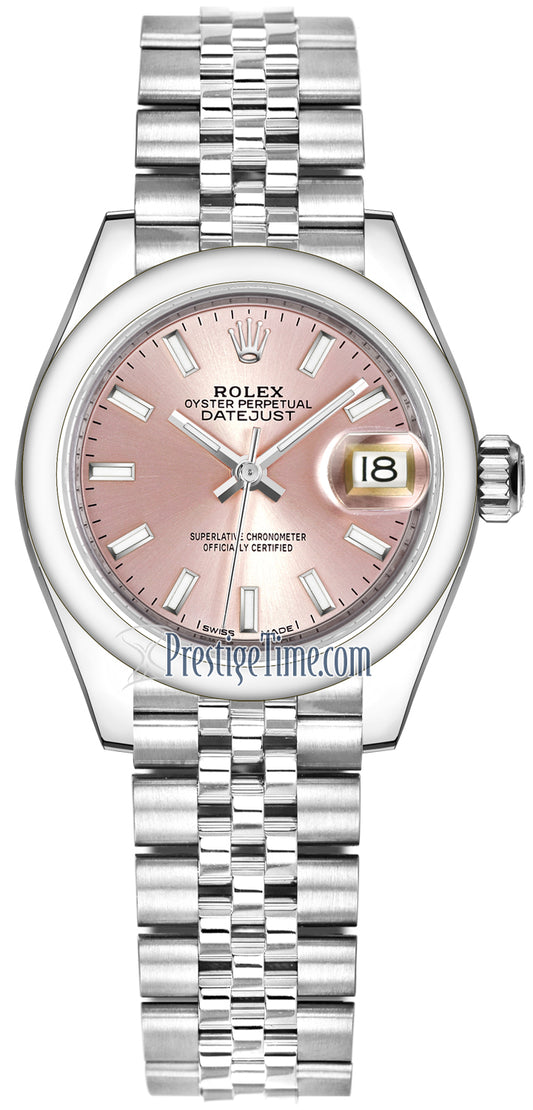 Rolex Lady Datejust 28mm Stainless Steel 279160 Pink Index Jubilee