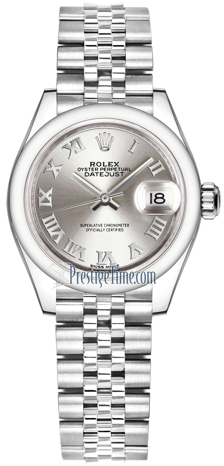 Rolex Lady Datejust 28mm Stainless Steel 279160 Silver Roman Jubilee