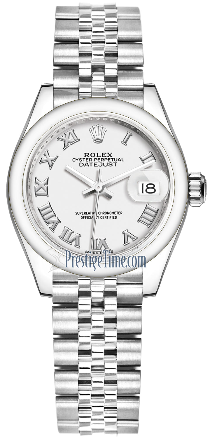 Rolex Lady Datejust 28mm Stainless Steel 279160 White Roman Jubilee