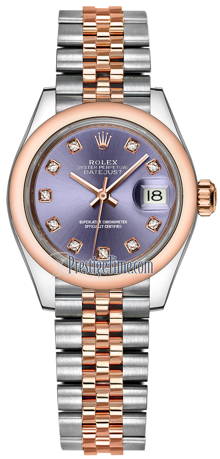 Rolex Lady Datejust 28mm Stainless Steel and Everose Gold 279161 Aubergine Diamond Jubilee