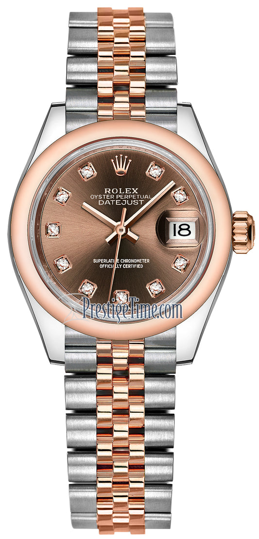 Rolex Lady Datejust 28mm Stainless Steel and Everose Gold 279161 Chocolate Diamond Jubilee