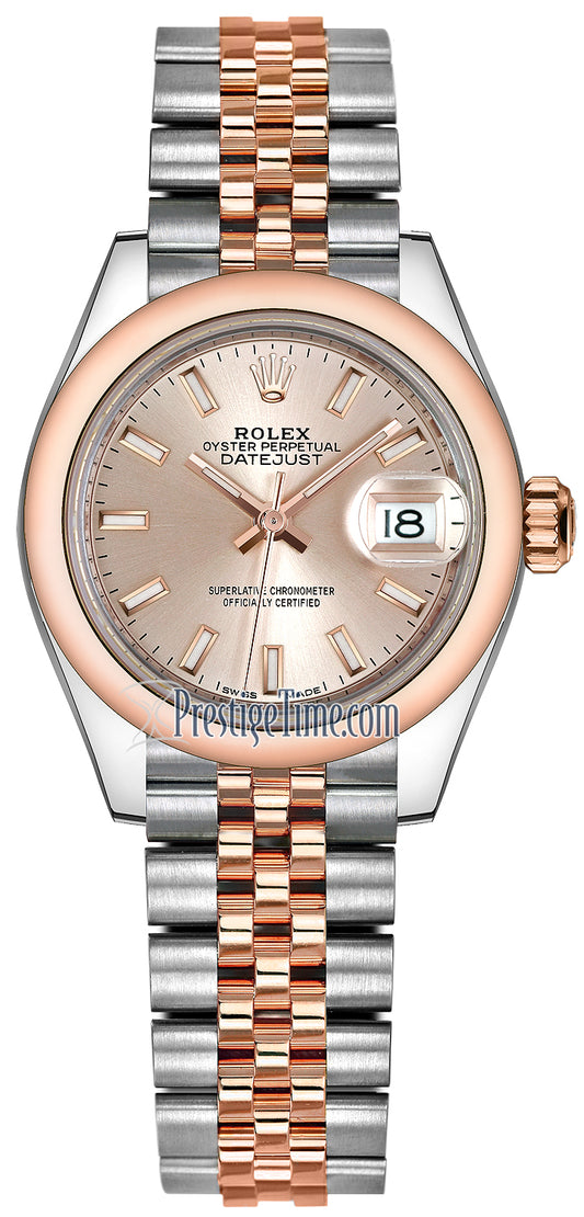 Rolex Lady Datejust 28mm Stainless Steel and Everose Gold 279161 Sundust Index Jubilee