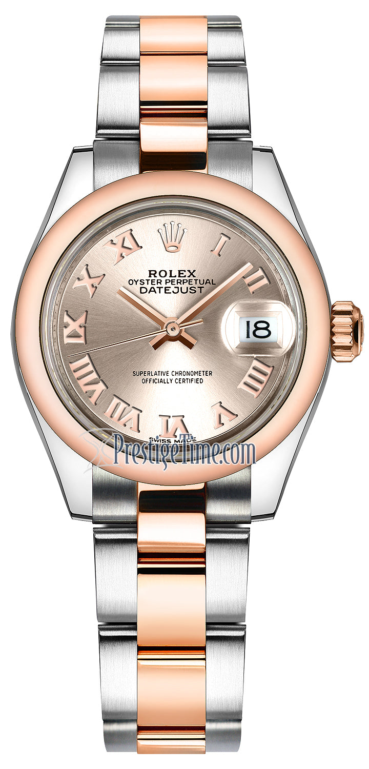 Rolex Lady Datejust 28mm Stainless Steel and Everose Gold 279161 Sundust Roman Oyster