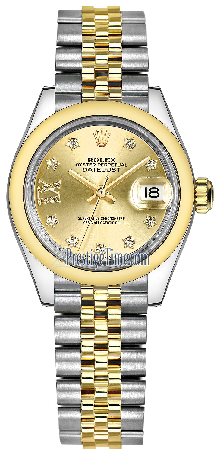 Rolex Lady Datejust 28mm Stainless Steel and Yellow Gold 279163 Champagne 17 Diamond Jubilee