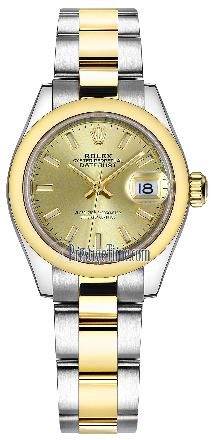 Rolex Lady Datejust 28mm Stainless Steel and Yellow Gold 279163 Champagne Index Oyster