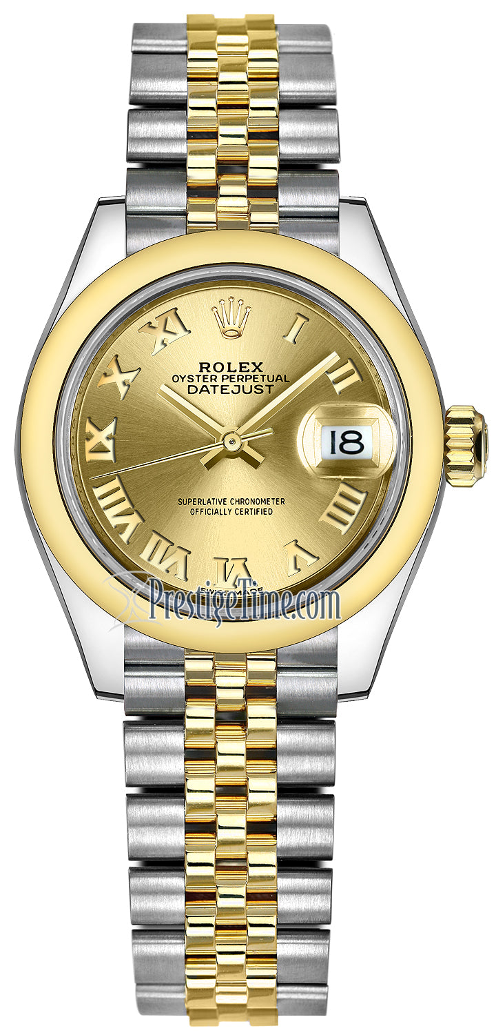 Rolex Lady Datejust 28mm Stainless Steel and Yellow Gold 279163 Champagne Roman Jubilee