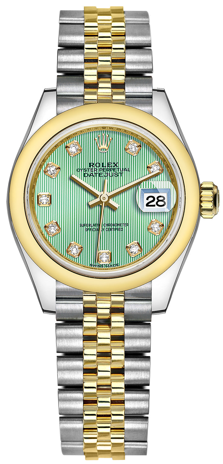 Rolex Lady Datejust 28mm Stainless Steel and Yellow Gold 279163 Mint Green Diamond Jubilee