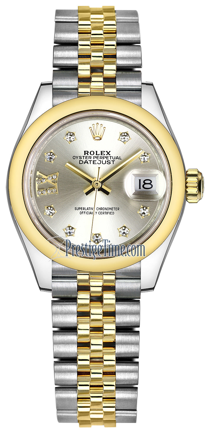 Rolex Lady Datejust 28mm Stainless Steel and Yellow Gold 279163 Silver 17 Diamond Jubilee