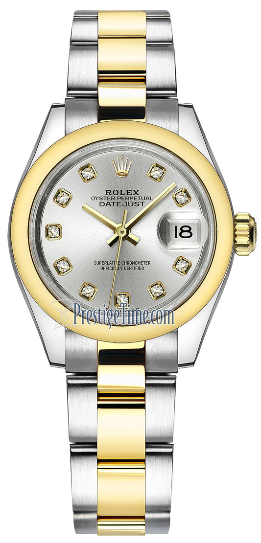 Rolex Lady Datejust 28mm Stainless Steel and Yellow Gold 279163 Silver Diamond Oyster